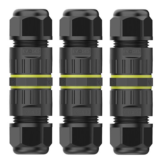 Picture of IP68 400V 17.5A Waterproof Outdoor Inline Cable Connector M16 - Pack of 3