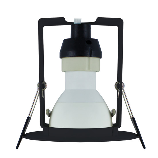 Picture of Evofire Fire Rated Downlight 70mm Cutout IP65 Black Round + GU10 Holder & Insulation Guard